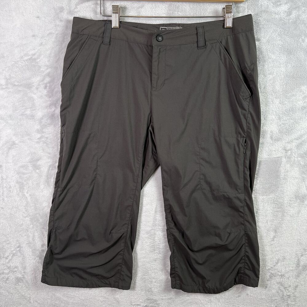 REI Cropped Outdoor‎ Pants Women's 8 Grey Pockets Hiking Nylon Belt Loops Summer